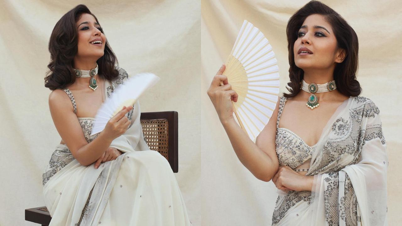 Shweta Tripathi gives ‘hawa hawaii’ twist to pearly white saree by Monica & Karishma