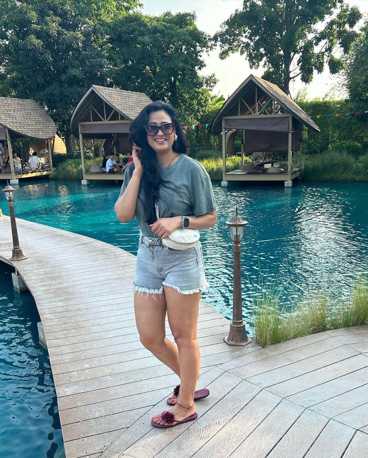 Popular television actress Shweta Tiwari flew to Thailand with her family for a fun vacation. 