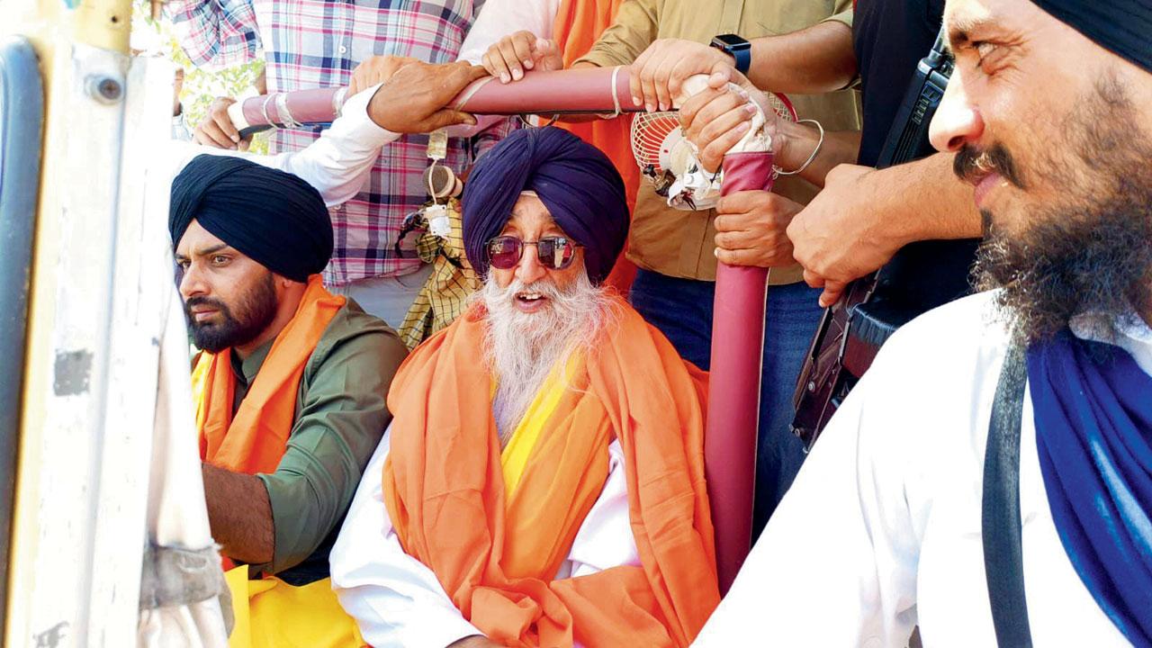 Simranjit Singh Mann of the Akali Dal campaigning from an open-top jeep. Pics/Faisal Tandal