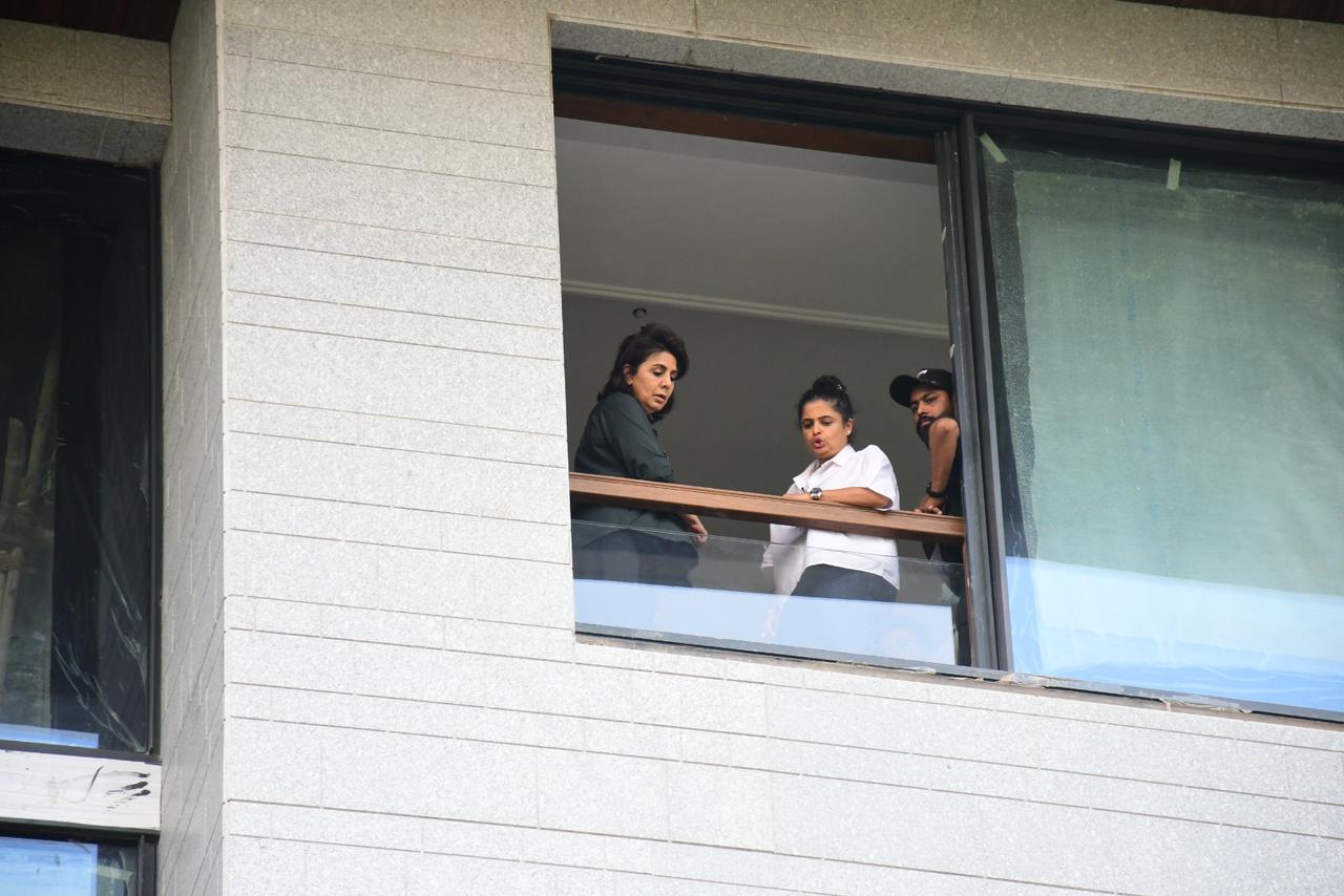 Neetu Kapoor was snapped at their under-construction bungalow in Bandra
