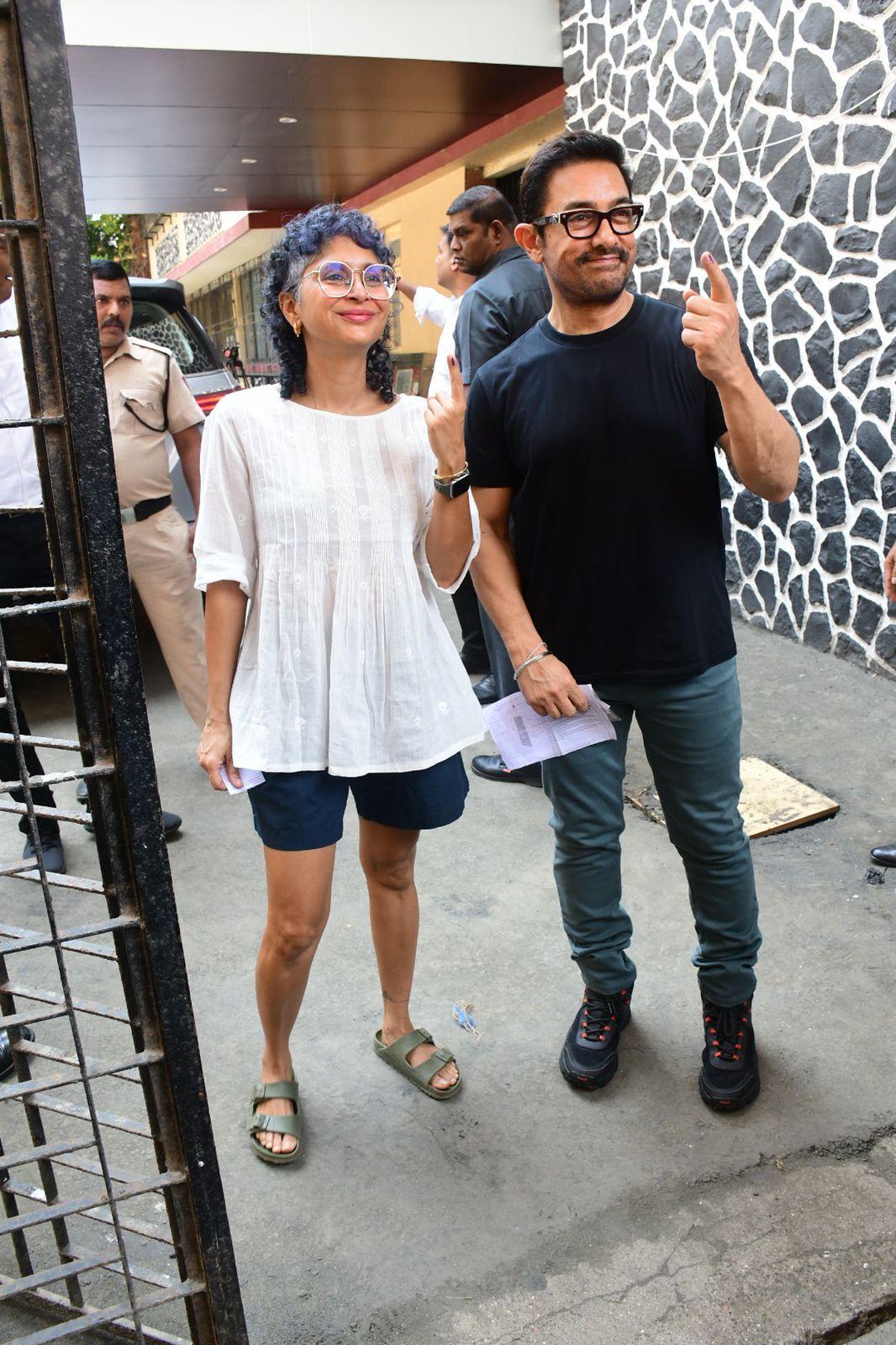 Aamir Khan was accompanied by his ex-wife Kiran Rao as the two went to cast their vote