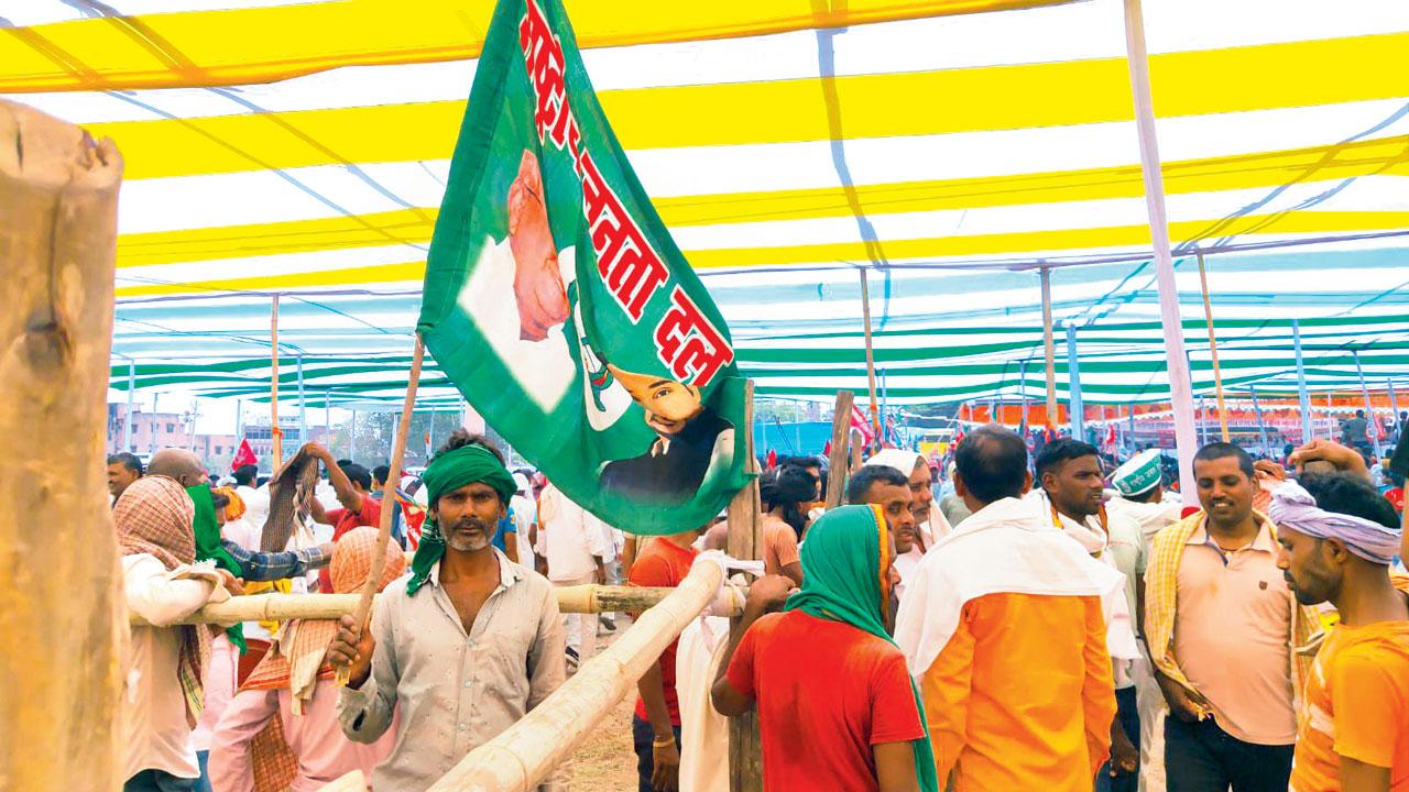 An RJD supporter at the rally
