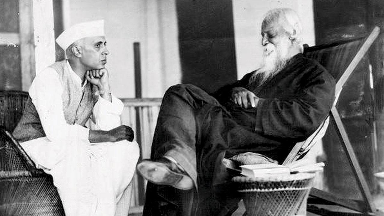 Tagore (right) with Jawaharlal Nehru. Pics Courtesy/Wikimedia commons