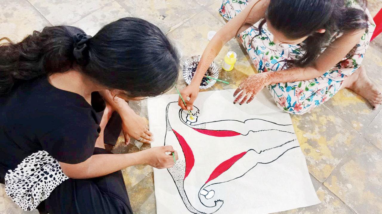 Teenage girls participate in workshops on reproductive health organised by Vacha