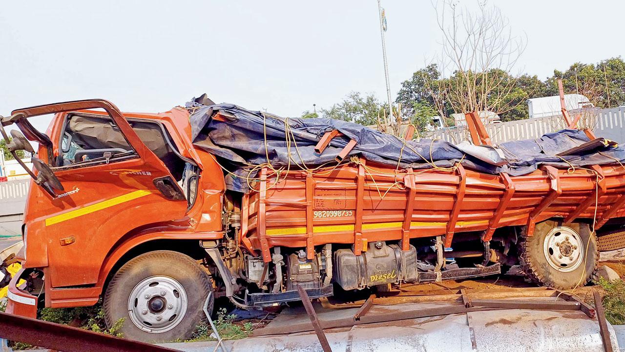A truck that was crushed at the site. Pic/Rajesh Gupta 