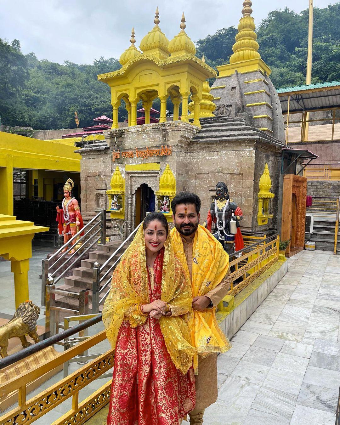 This picture is from the couple's visit to Baglamukhi Mata Mandir