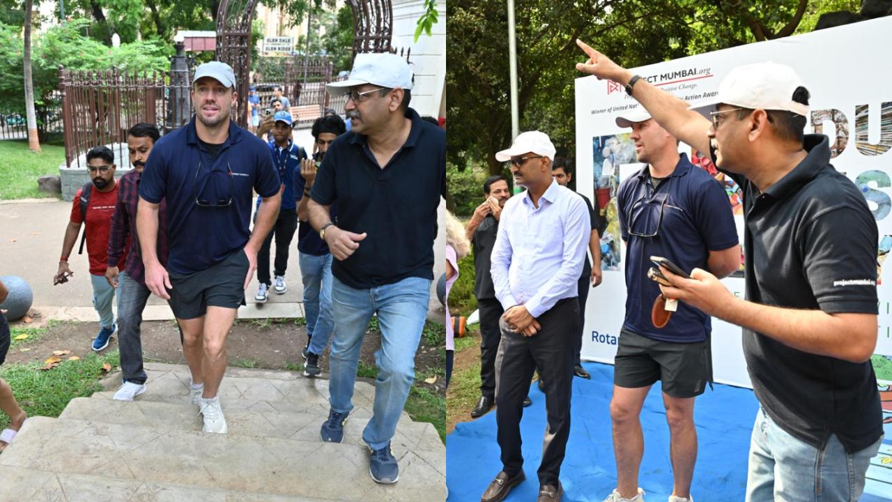 Former South Africa's cricketer AB de Villiers made his appearance in Powai to join Project Mumbai for the Mumbai Plastic Recyclothon