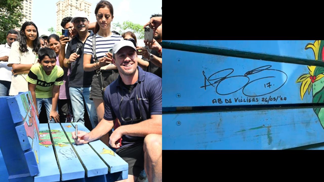 Former South African and Royal Challengers Bengaluru's batsman signed on the benches in the Cliff Ave, Hiranandani Gardens