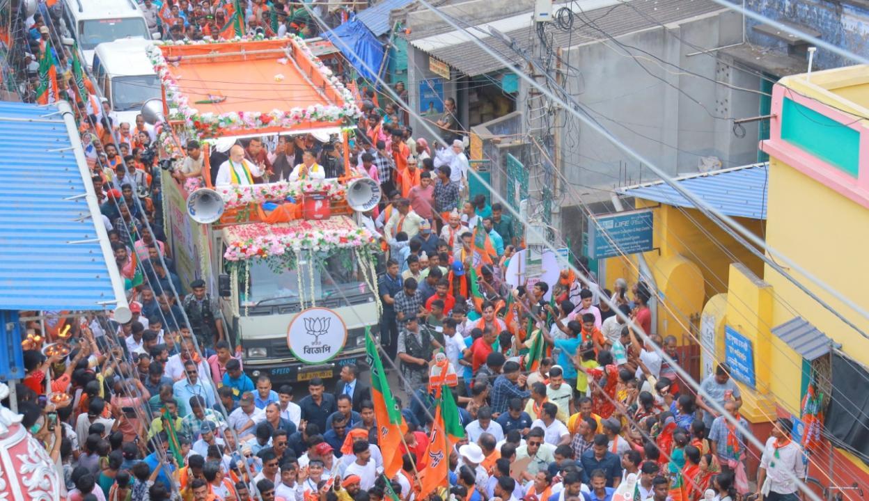 IN PHOTOS: Amit Shah holds roadshow in support of BJP candidate in Bankura