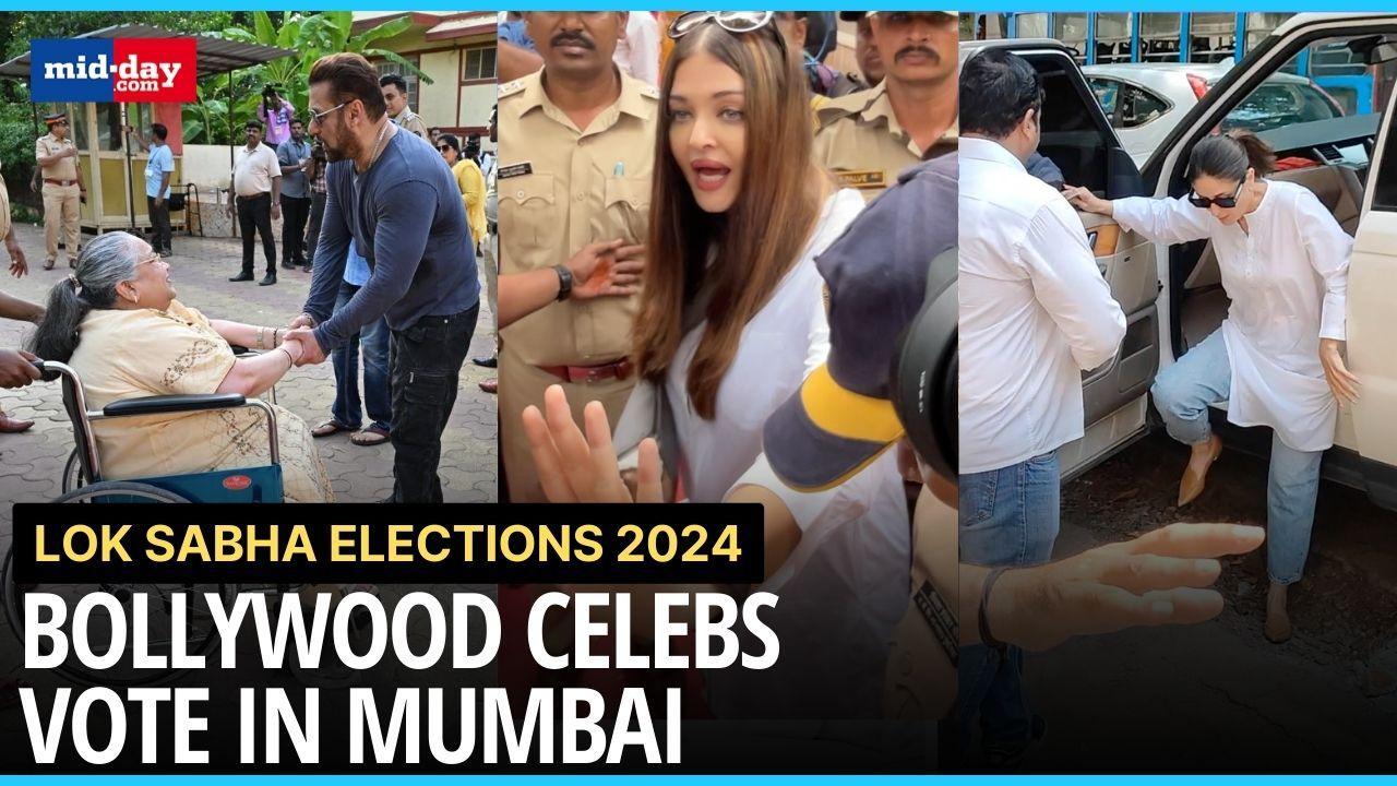 Amitabh, Aishwarya cast votes; Salman greets elderly fan; Kareena nearly falls