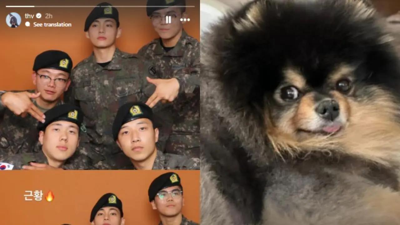 BTS' V just posted new Instagram stories featuring his military photos and his dog, Yeontan. Read more