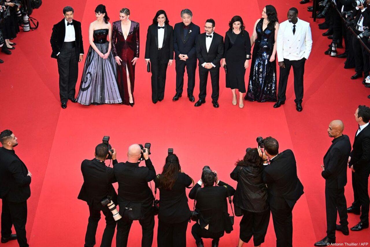 The jury for Cannes 2024 poses on the red carpet on opening day
