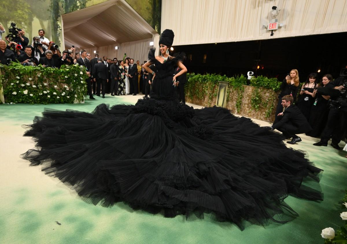 Cardi B stole the spotlight on the 2024 Met Gala red carpet in an enormous black tulle ball gown.