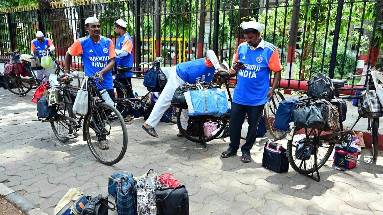 A large group of dabbawallahs, a cultural icon in Mumbai, which keeps the whole city going with its impeccable food and delivery facilities, dressed in blue and orange colours, shouted 'India! India!' as the team prepares for its first clash against Ireland on June 5