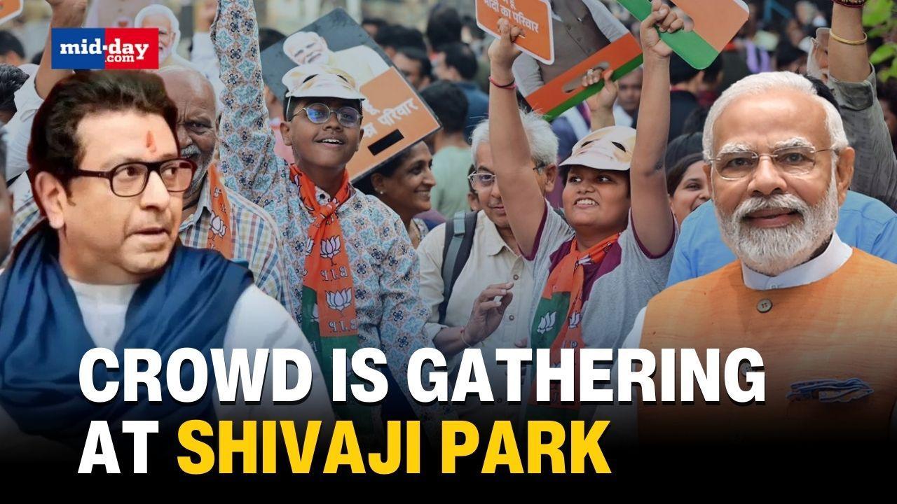 PM Modi Rally in Mumbai: Crowd starts pouring in at Shivaji Park