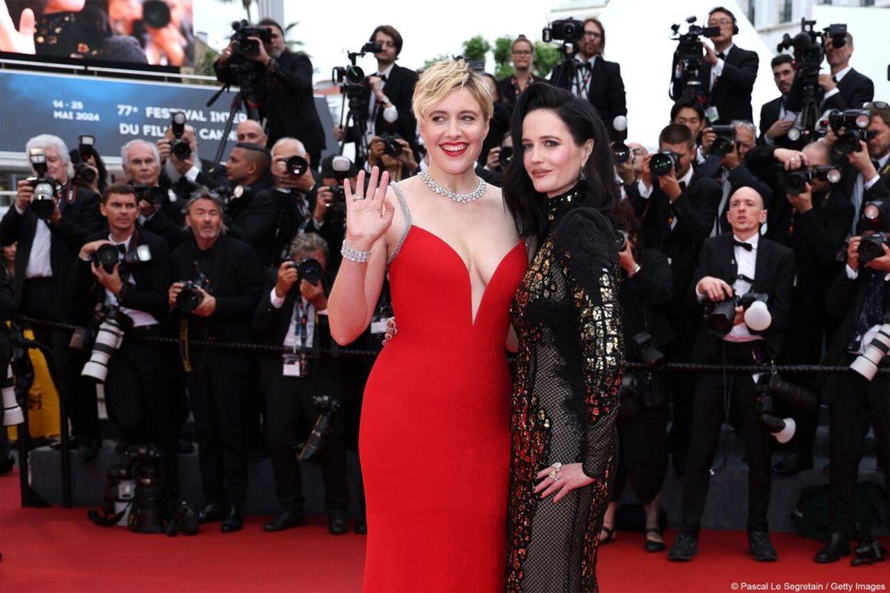 French actress and member of the Jury of the 77th Cannes Film Festival Eva Green and US director and president of the Jury of the 77th Cannes Film Festival Greta Gerwig arrive for the screening of the film 'Furiosa: A Mad Max Saga'
