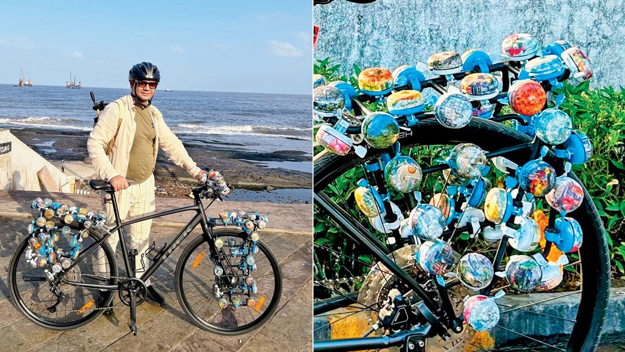 Malhotra took over six months to install 101 painted bells on his cycle