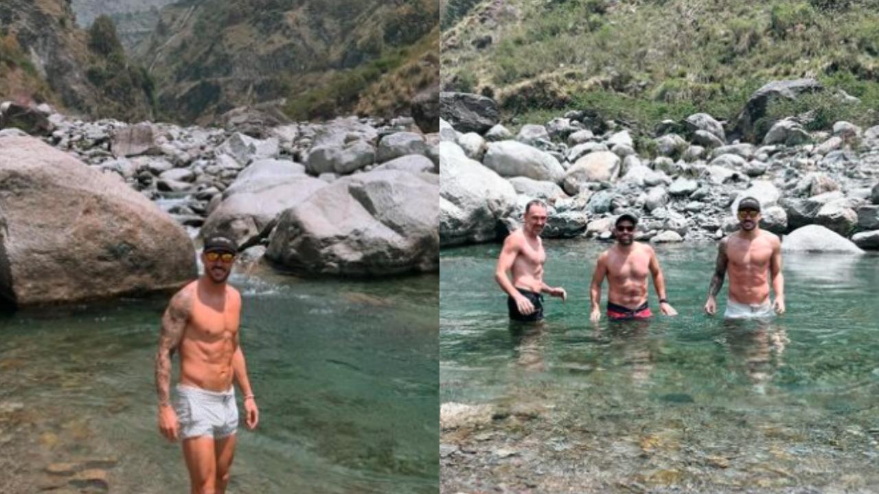 Faf du Plessis
Royal Challengers Bengaluru captain Faf du Plessis shared images of him with his friend while taking a dip into Dharmashala's lake. The veteran is having a decent run in the ongoing IPL 2024 and under his captaincy, the side has managed to reach the playoffs. They will now clash with Rajasthan Royals on May 22