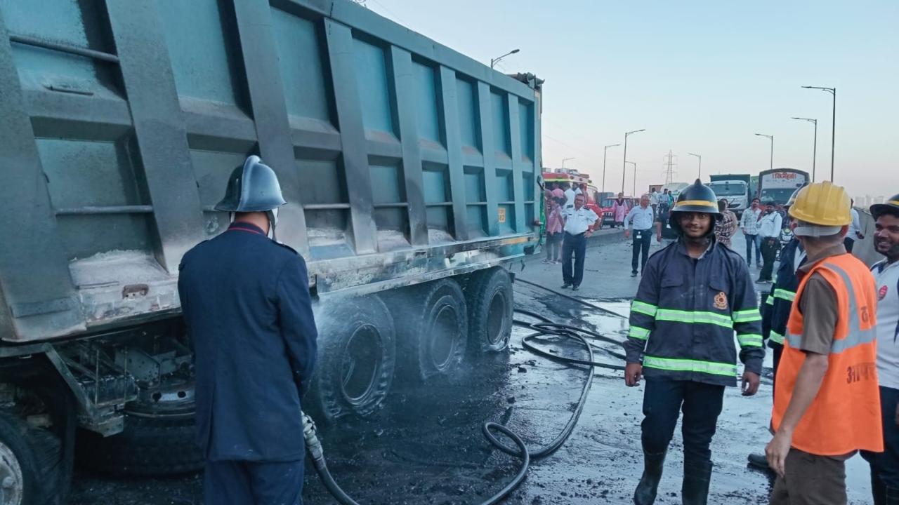 The truck was transporting goods weighing approximately 34 tons from Wada to Navi Mumbai