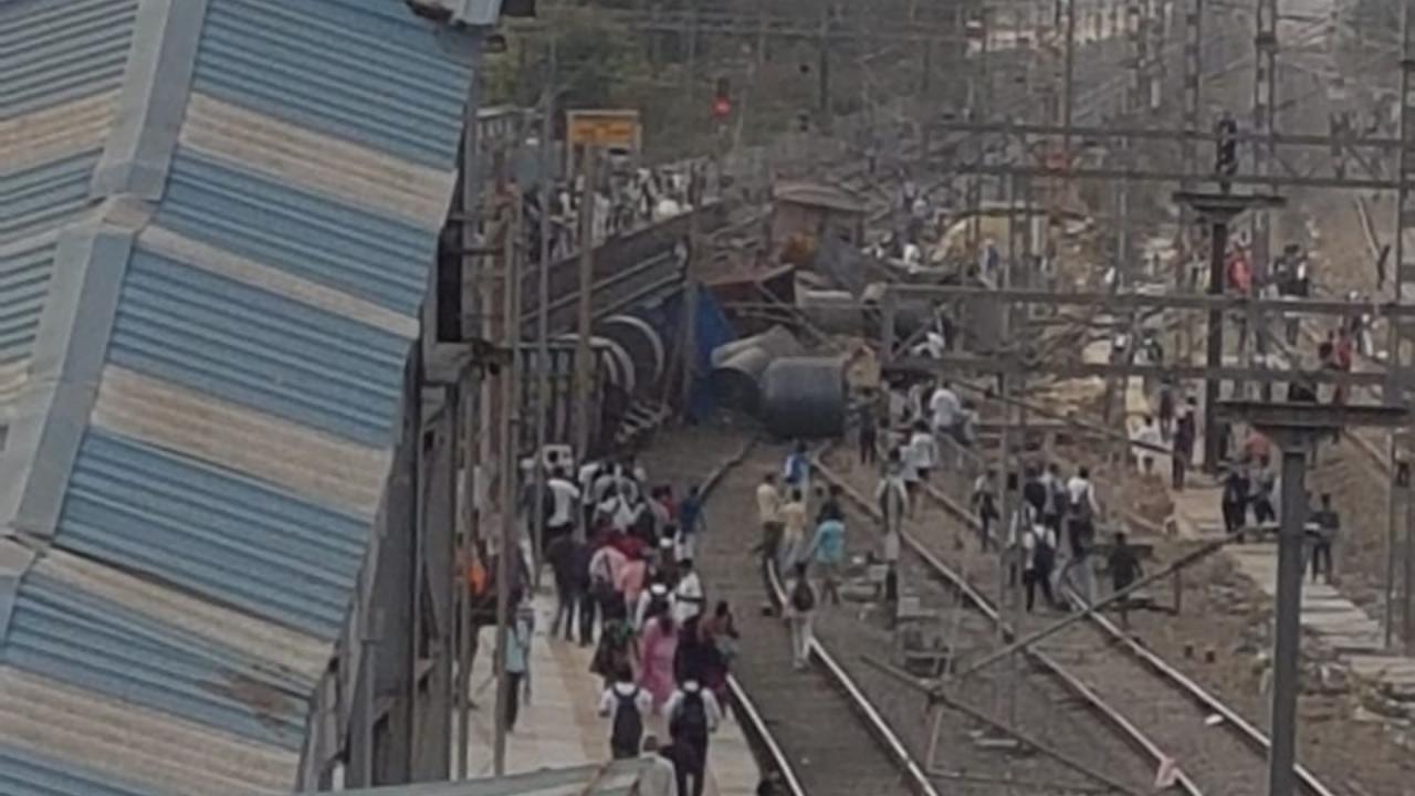 Around five wagons of a goods train derailed on Tuesday evening, the officials said