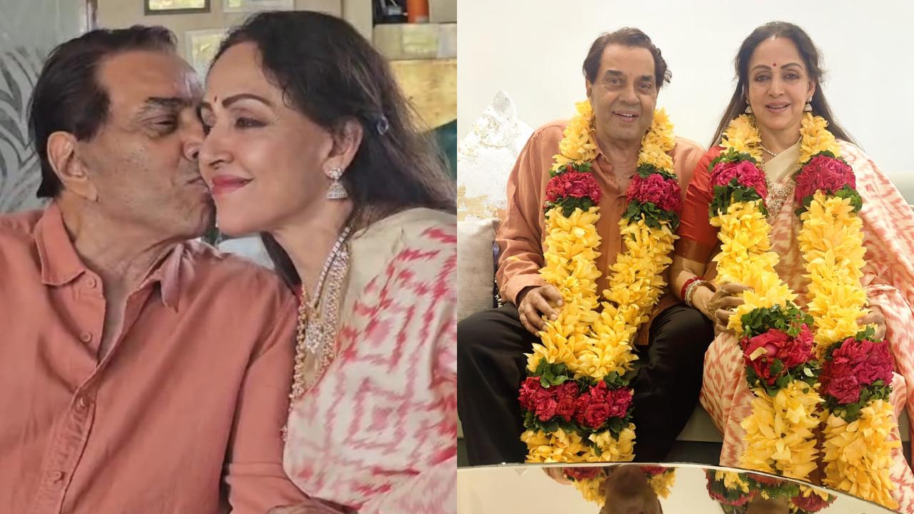 Hema Malini and Dharmendra celebrated their 44th wedding anniversary on Thursday. The 'Dream Girl' shared pictures from their intimate celebration. Read full story here