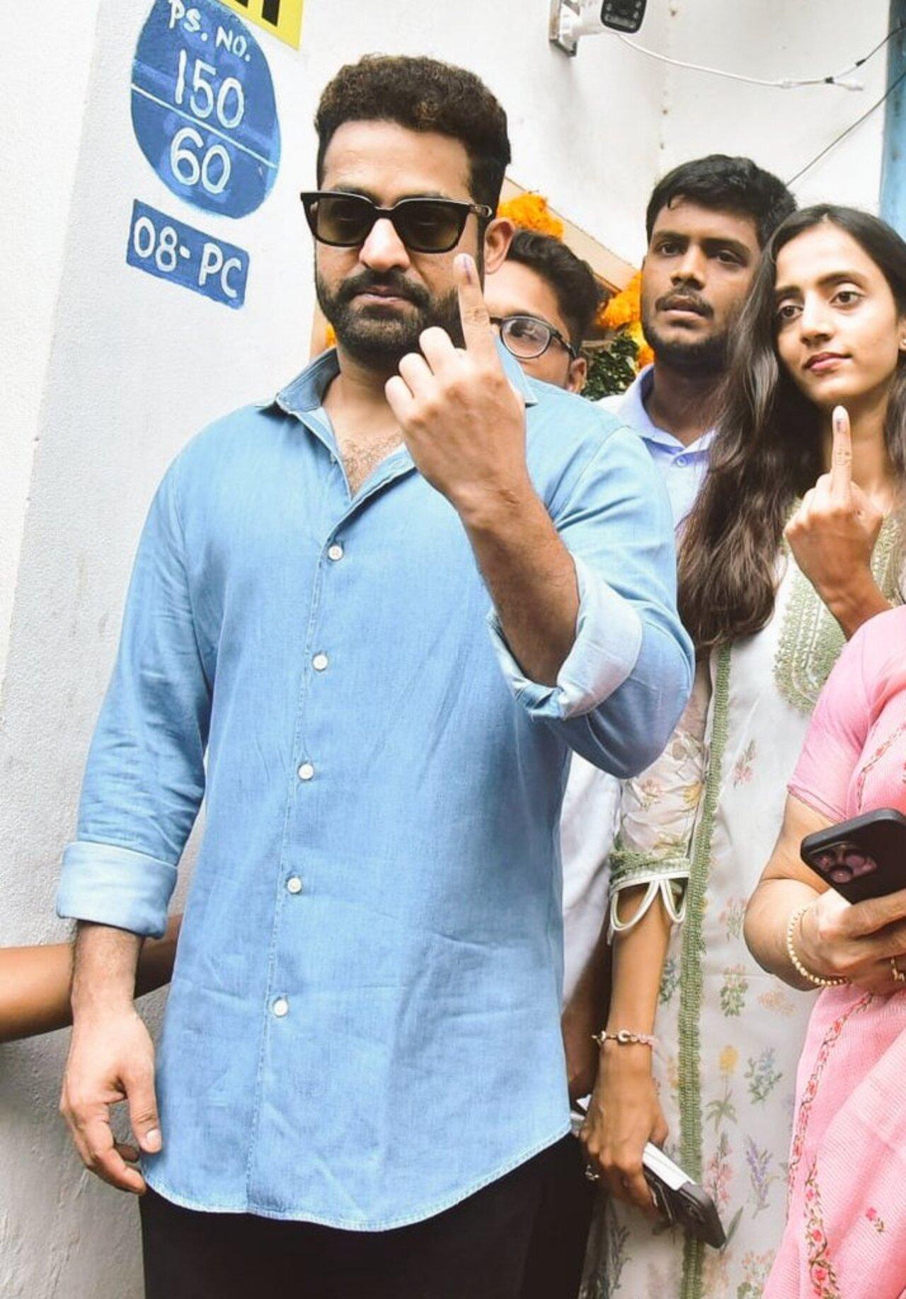 After getting his finger inked, NTR Jr briefly spoke with ANI and urged citizens to step out and actively participate in the elections. 