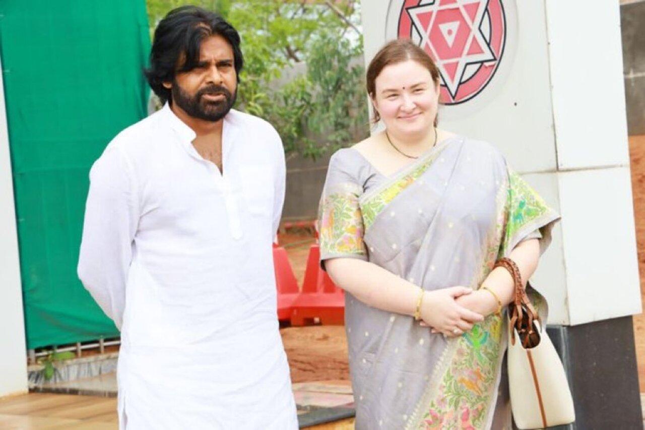 Pawan Kalyan who is also contesting the elections came to cast his vote along with his wife