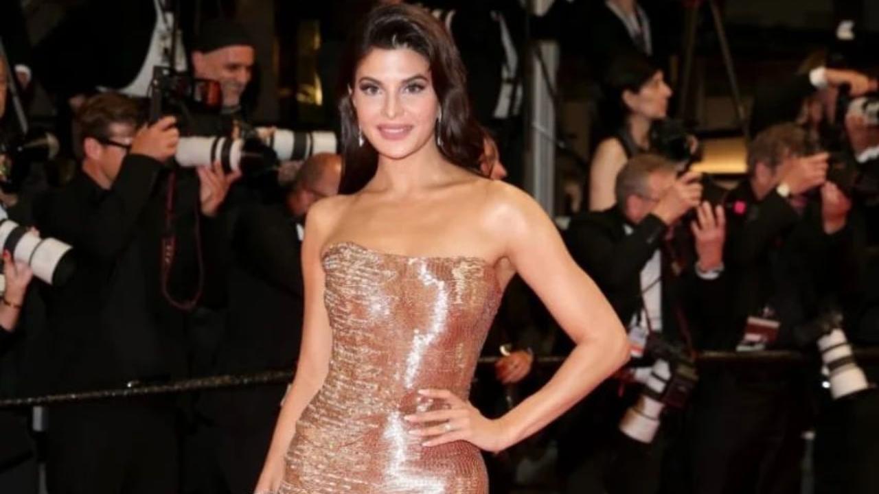 Jacqueline Fernandez dazzles in shimmery golden gown at 2024 Cannes red carpet