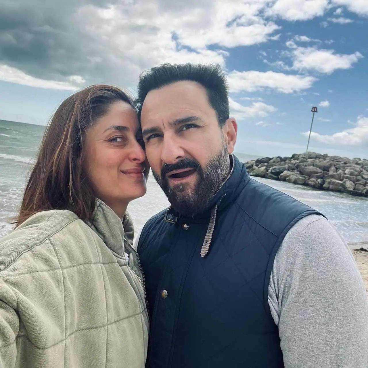 Bebo never fails to treat her fans with her vacay posts on her Instagram. In this picture from their London vacation, Kareena grinned for the selfie, keeping her face close to Saif. In this shot, Saif kissed his wife on the cheek