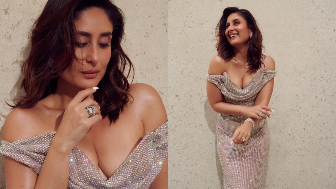 Kareena Kapoor dazzles in a shimmery off-shoulder gown at Bvlgari’s perfume launch event 