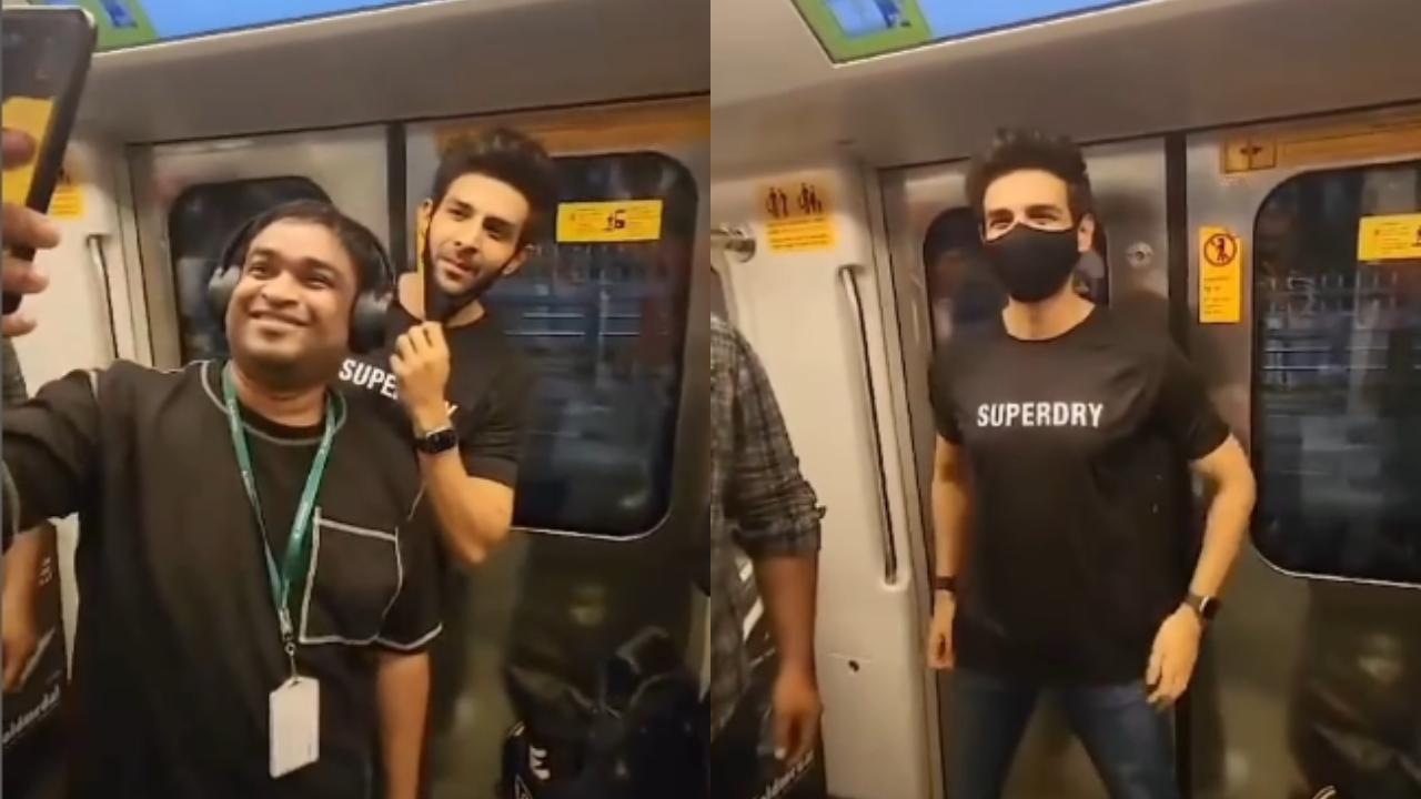 Kartik Aaryan takes the Mumbai Metro to beat the traffic, poses with fans