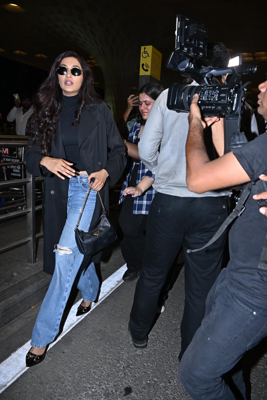 Nimrit Kaur was also snapped at the airport as she jetted off to Romania for Khatron Ke Khiladi 14