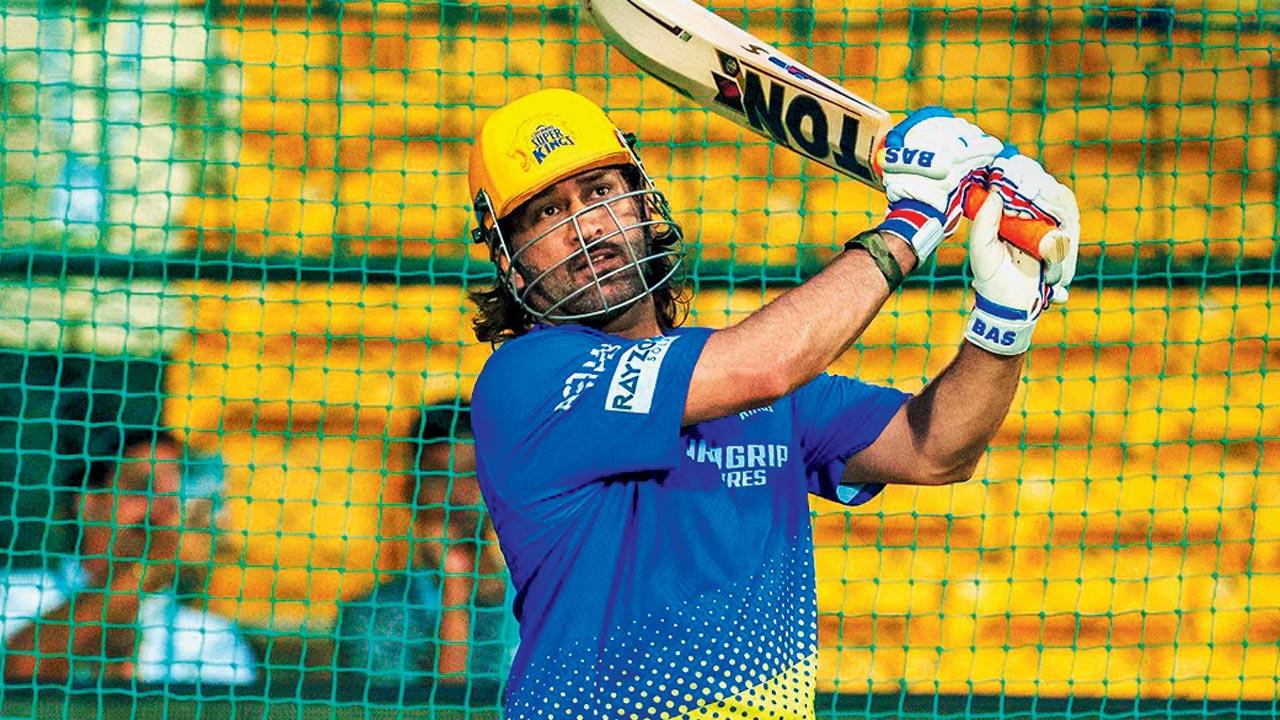 CSK’s MS Dhoni during a practice at Bangalore recently. Pic/CSK