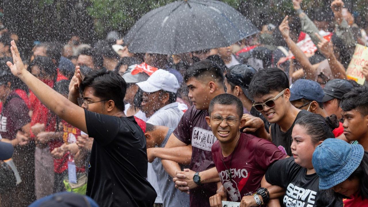 In the Philippine capital, Manila, hundreds of workers and left-wing activists marched together 