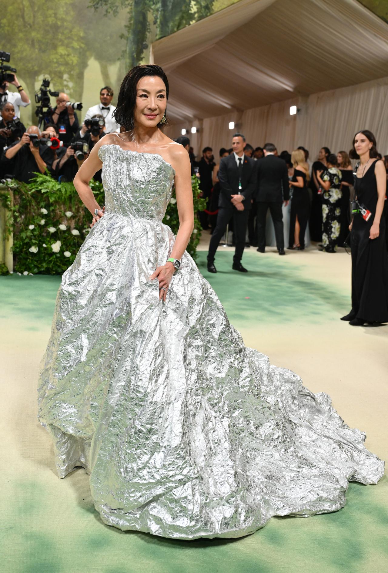 Academy Award winner Michelle Yeoh failed to impress with her 'tin foil' gown designed by Balenciaga.