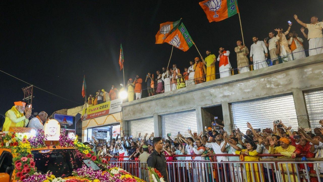 PM Narendra Modi & CM Yogi Adityanath spearheaded a roadshow in Ayodhya to bolster Lok Sabha Elections 2024 campaign of BJP candidate Lallu Singh.