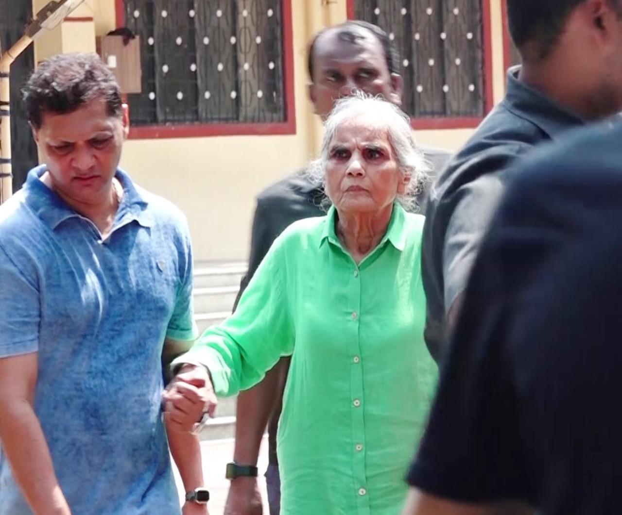 Salman Khan's mother Salma Khan at a polling booth in the city