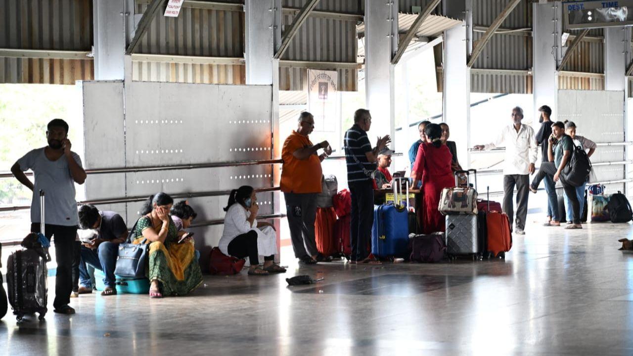 Borivali railway station was crowded on Wednesday as passengers faced long wait for their outstation trains due to a derailment near Palghar.