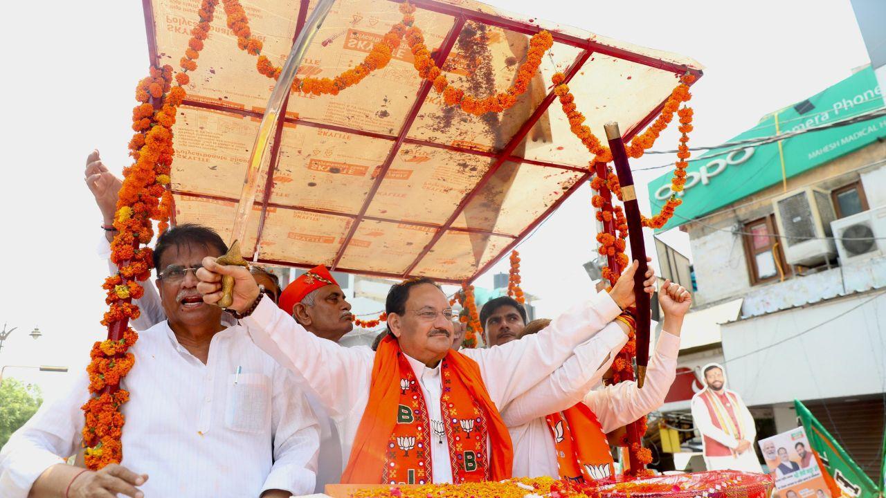 JP Nadda organised a vibrant roadshow in Rohtak district, Haryana, to garner support for BJP candidate Arvind Sharma.