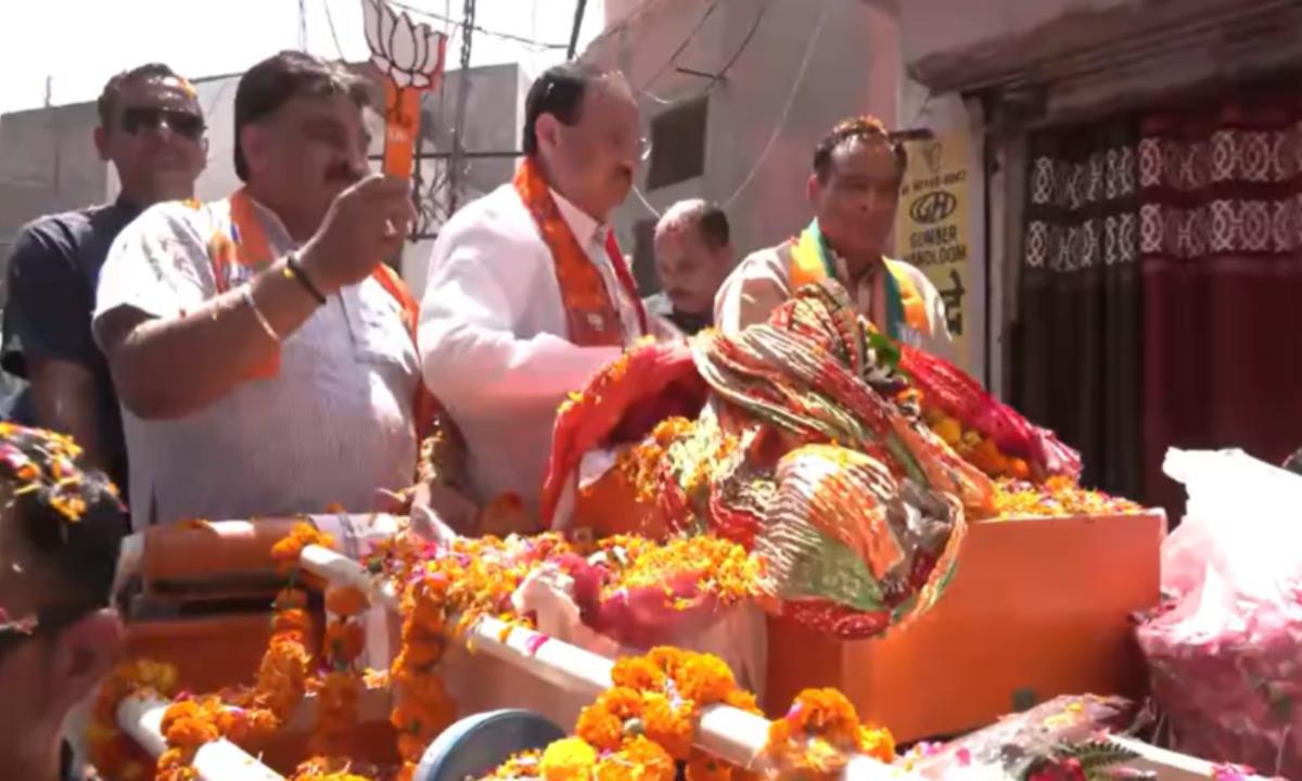 JP Nadda hosts a large roadshow in Rohtak, Haryana