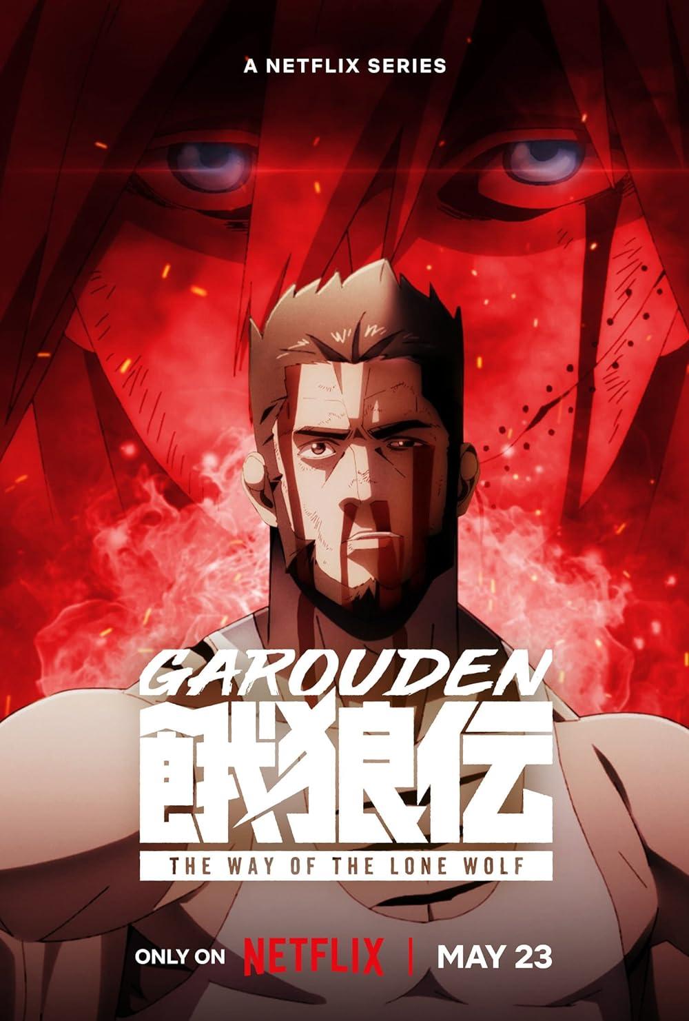 Garouden: The Way of the Lone Wolf (Netflix) – May 23Garouden: The Way of the Lone Wolf is a captivating martial arts anime that follows Juuzou Fujimaki, a master of Takemiya-ryuu martial arts, as he enters a lethal underground fighting tournament. With a bounty on his head and a relentless detective in pursuit, Juuzou faces his personal demons and formidable foes in brutal match-ups.