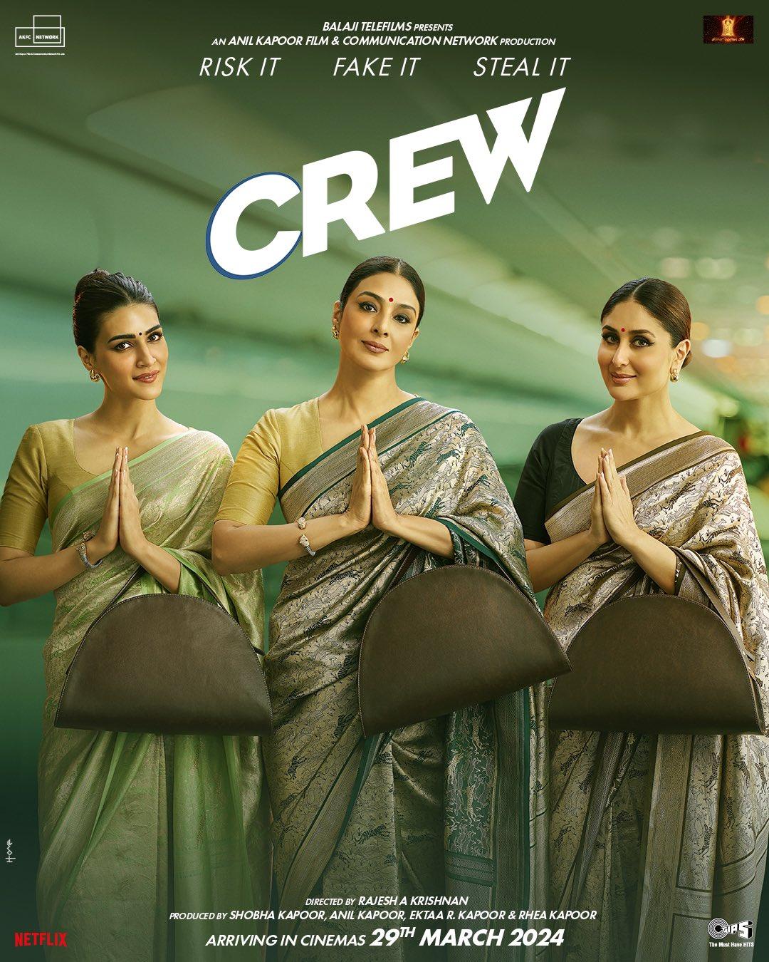 Crew (JioCinema) – May 24Crew stars Geeta Sethi (Tabu), Jasmine Kohli (Kareena Kapoor Khan), and Divya Rana (Kriti Sanon) as air hostesses who find themselves entangled in a high-risk heist to solve their financial woes. Balancing glamour, sass, and sisterhood, the trio recalibrate their plans after a brush with the authorities, pulling off a never-seen-before heist that promises to keep viewers on the edge of their seats.