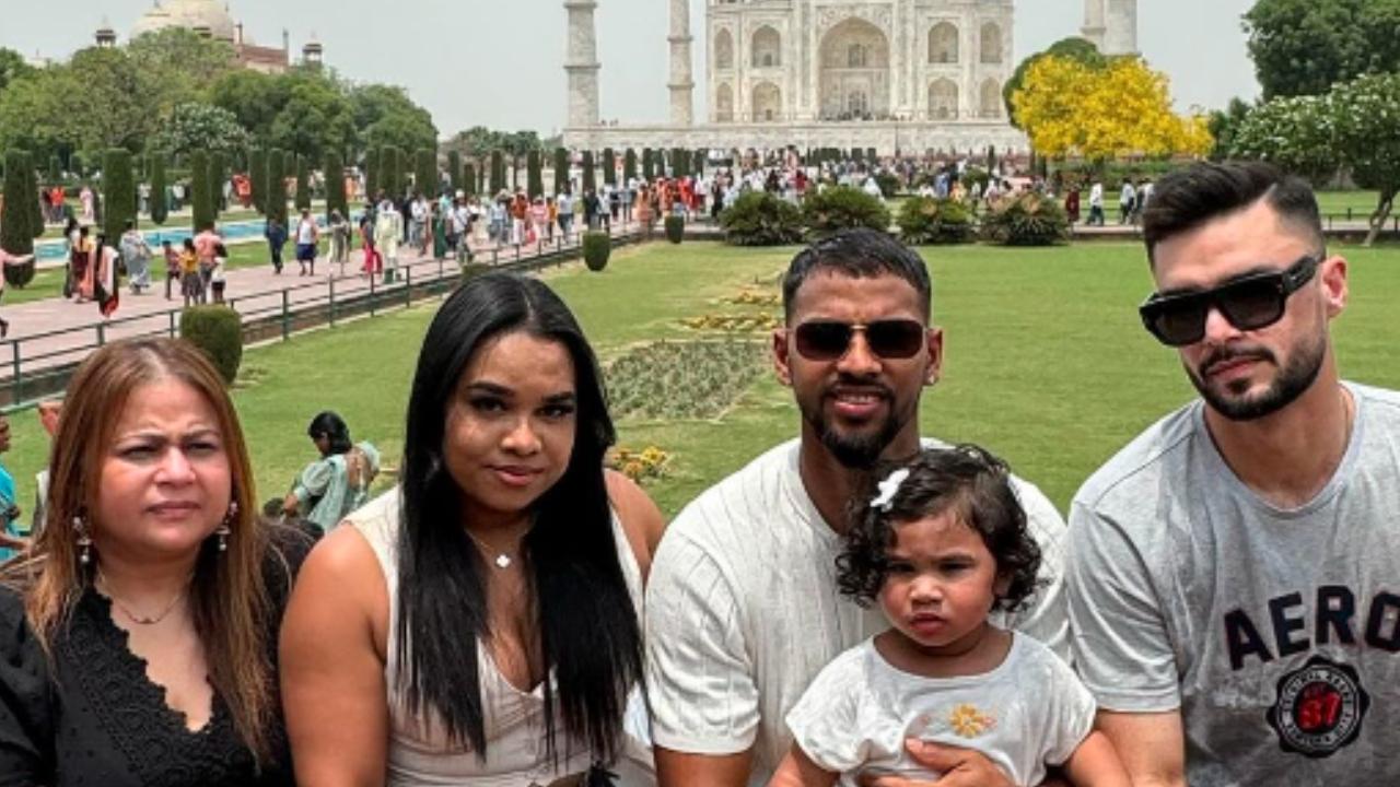 Nicholas Pooran
Lucknow Super Giants' batsman Nicholas Pooran along with his family and fellow teammate Naveen Ul-Haq visited the Taj Mahal, one of the seven wonders of the world