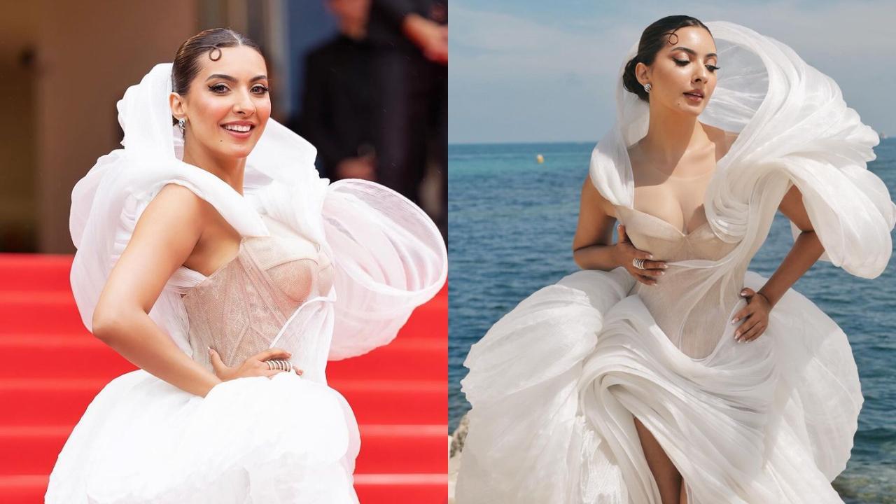 Fashion influencer Niki Mehra makes her 2024 Cannes red carpet debut in a sculpted white gown 