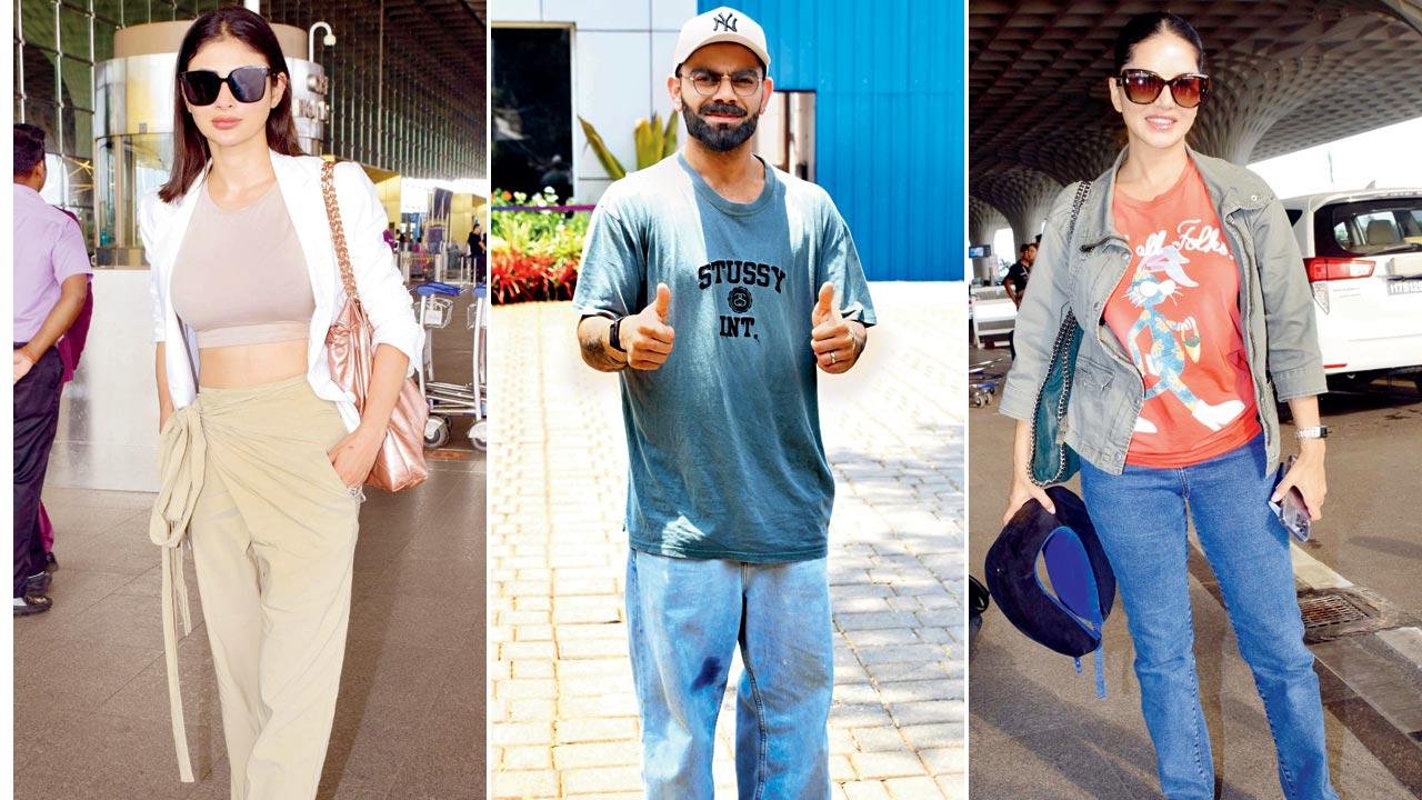Stylish and chic: Mouni Roy; Thumbs up: Virat Kohli; On a trip: Sunny Leone