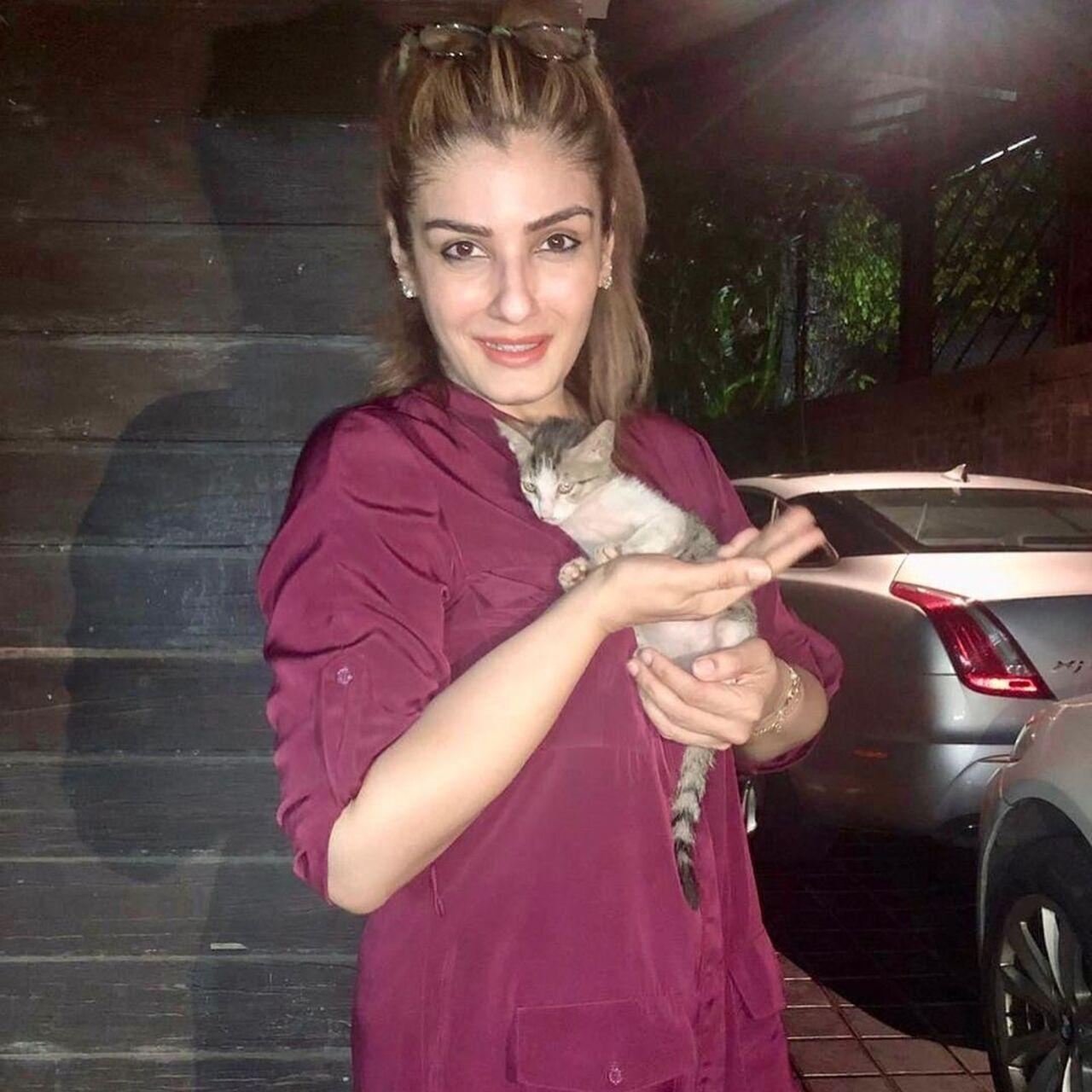 Raveena has also adopted a street dog named Cuddles