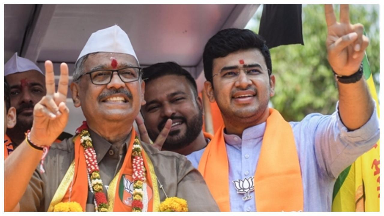 IN PHOTOS: BJP MP Tejasvi Surya campaigns for Ujjwal Nikam and Mihir Khotecha