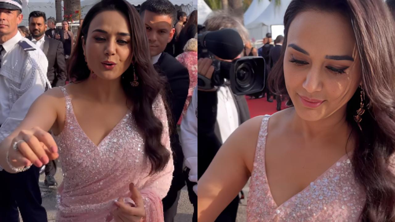 Preity Zinta arrives at Cannes 2024 carpet in shimmery saree, says, 'my look is simple, with a little sparkle'