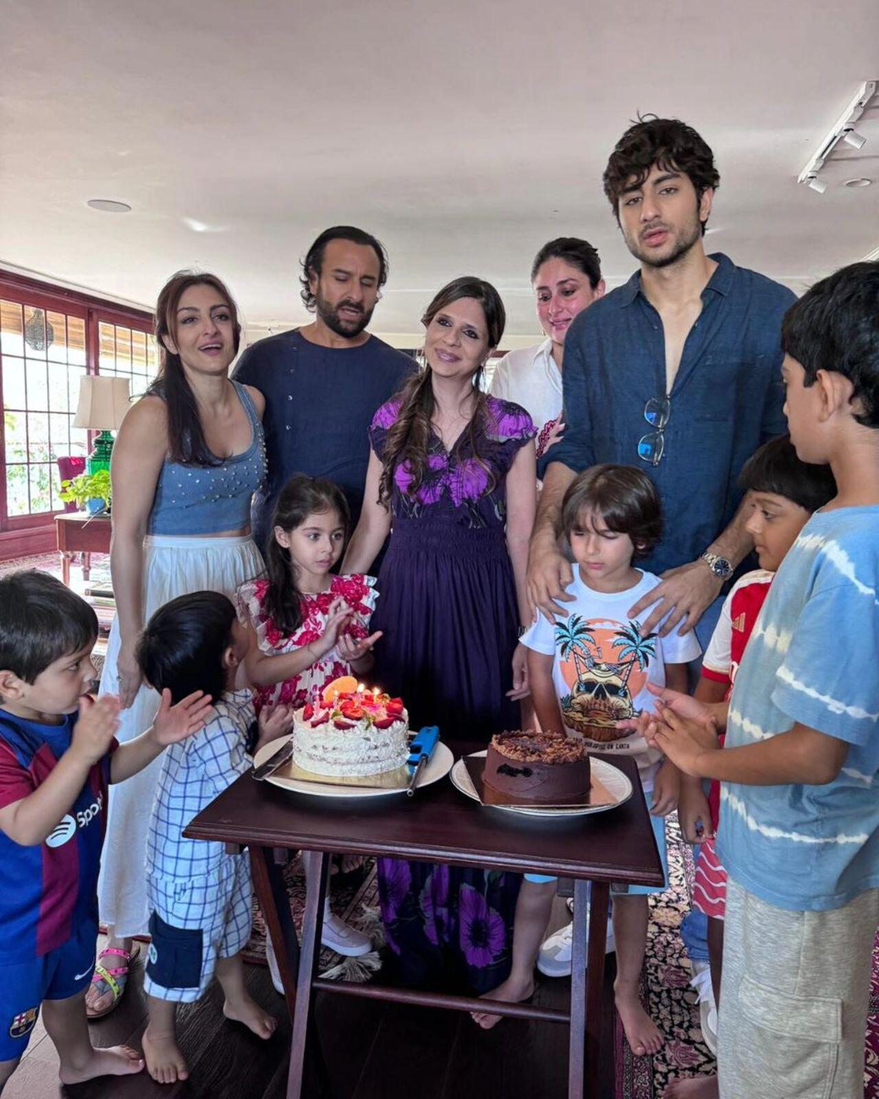 Saba Pataudi’s birthday bash was attended by family members - Saif, Kareena Kapoor, Soha, Ibrahim Ali Khan, Inaaya, Taimur, and Jeh. 