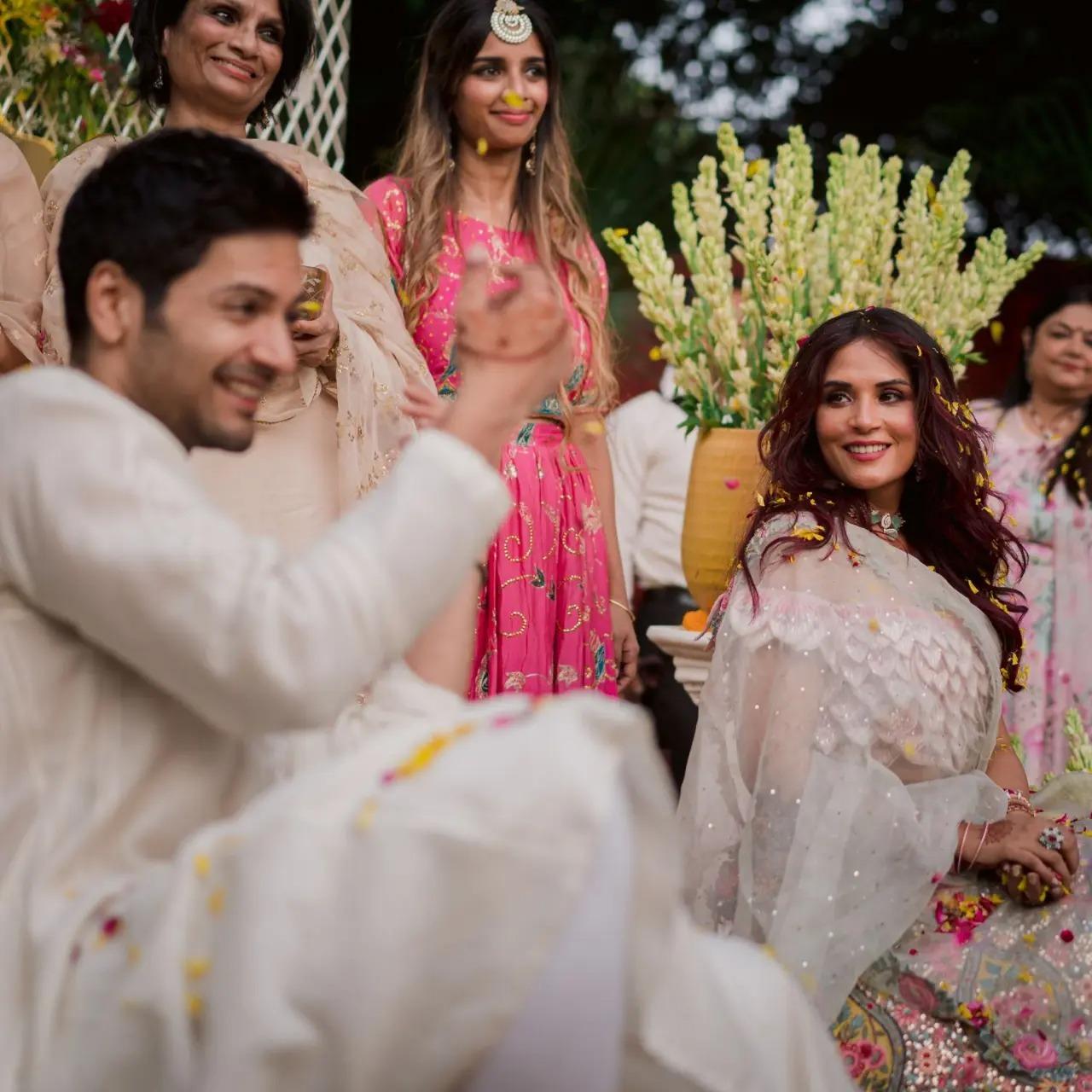 Richa Chadha and Ali Fazal opted for white outfits for their pre-wedding festivities